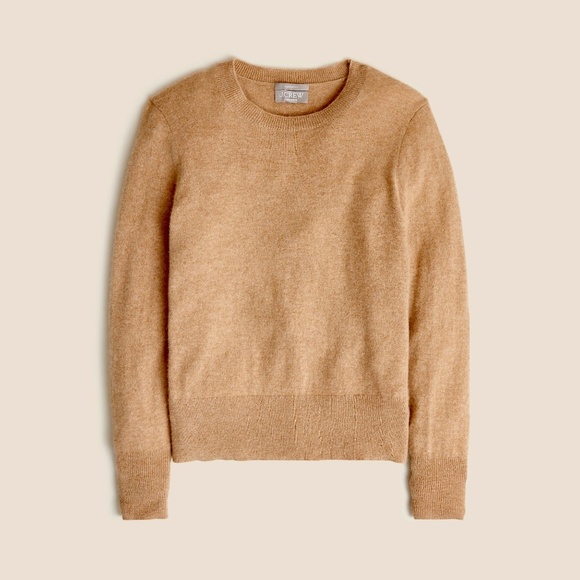 J. CREW Cashmere Classic Fit Crewneck Sweater Heathered Camel Crew Neck X-Large - Picture 11 of 15